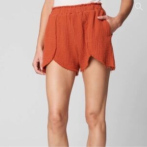 Blank NYC Sunset Escape Orange Raw Hem High Rise Fabric Shorts Size XSmall NWT